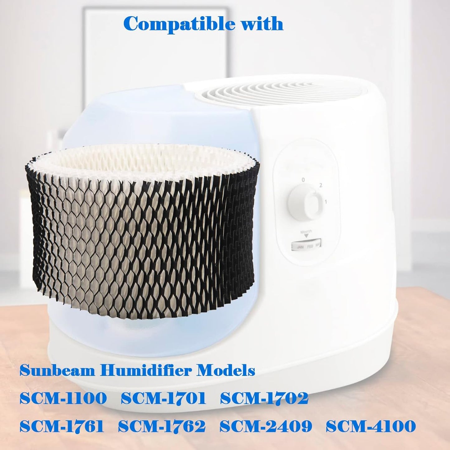 HWF62 Humidifier Filter Replacement, Compatible with for HWF62CS HWF62D SF212, Fits Sunbeam Models SCM1100, SCM1701, SCM1702, SCM1762(4 Pcs) -.