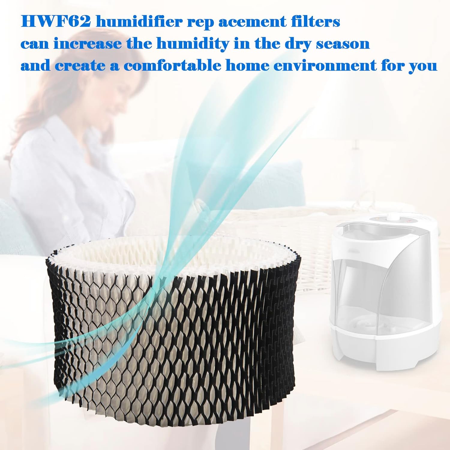 HWF62 Humidifier Filter Replacement, Compatible with for HWF62CS HWF62D SF212, Fits Sunbeam Models SCM1100, SCM1701, SCM1702, SCM1762(4 Pcs) -.