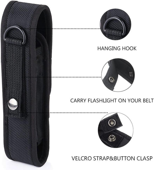 2 Pcs Flashlight Holster Pouch Holder Flash Light Belt Carry Case for 5"-7" Tactical with Stretch Capability