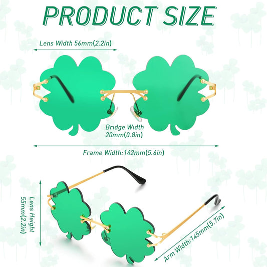 4 Pairs St. Patrick's Day Glasses Accessories Irish Shamrock Sunglasses Decor Party Favors Supplies Leprechaun Costume Green for Women Men -