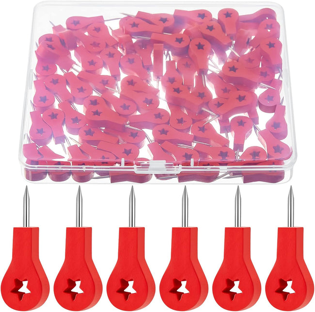 80 Pieces Wood Push Pins for Travel Map Thumb Tacks in Star Hanging Art Picture Photo Tapestry Painting Board - Hover Image