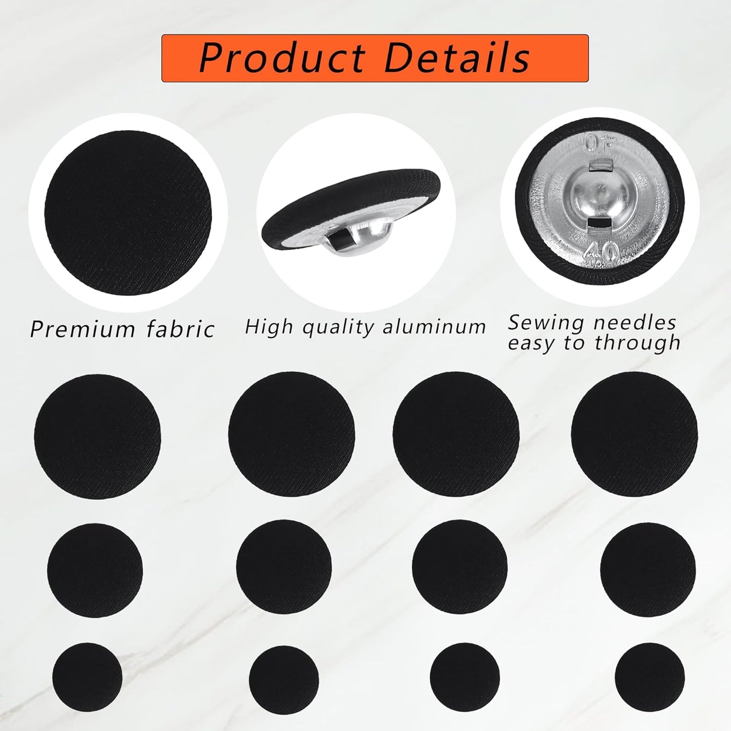 25pcs Satin Fabric Cloth Covered Buttons Metal Shank Round for Women Suit DIY Sewing Gowns Jeans Jackets Coats Shirts Wedding Dresses Handmade Crafts (Black, 15mm) black 15mm