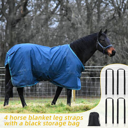 Horse Blanket Leg Straps, Elastic Belly Replacement Straps with Metal Double Swivel Snaps, 4 Pieces, Adjustable Length from 25.5" to 51"