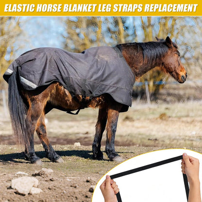 Horse Blanket Leg Straps, Elastic Belly Replacement Straps with Metal Double Swivel Snaps, 4 Pieces, Adjustable Length from 25.5" to 51"