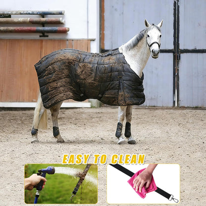 Horse Blanket Leg Straps, Elastic Belly Replacement Straps with Metal Double Swivel Snaps, 4 Pieces, Adjustable Length from 25.5" to 51"