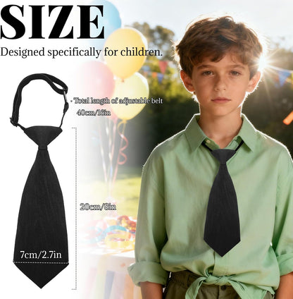Boys Pre-Tied Adjustable Necktie, Design for Kids & Teens, School Uniform Tie Wedding Graduation Formal Wear(Black)