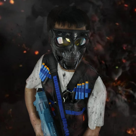 Bandolier Toy Gun Soft Bullets Shoulder Strap Adjustable Clip Darts Ammo Storage Belt Compatible for Nerf Blasters Black Blue