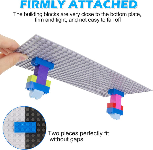 Classic Baseplates Building Brick -10 "x 5" ，Compatible with Most Major Brand Bricks, Used for Substrates Towers, Desktop Bases(4-Pack, Light Grey) 4-pack, Grey