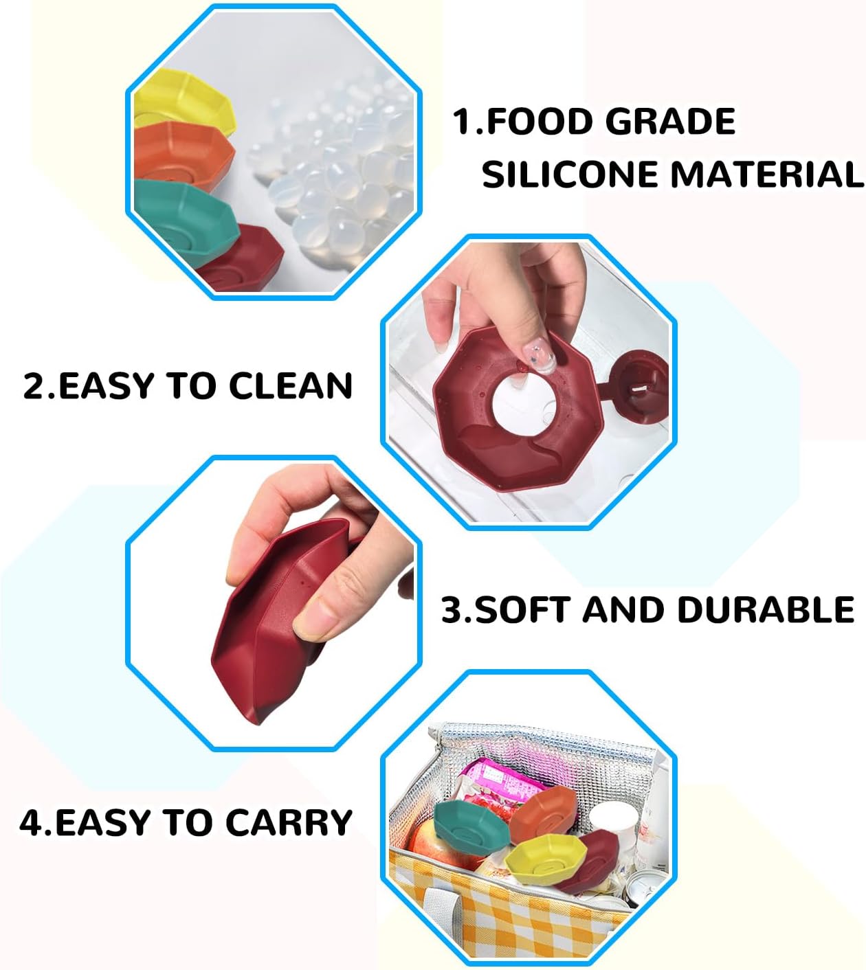 4 Pack Silicone Ice Pop and Cream Leak-Proof Holders for Kids, Portable Mess Free Cone Freeze-Proof Popsicle Tray Drip Catchers Accessories Children Summer Days Party Present