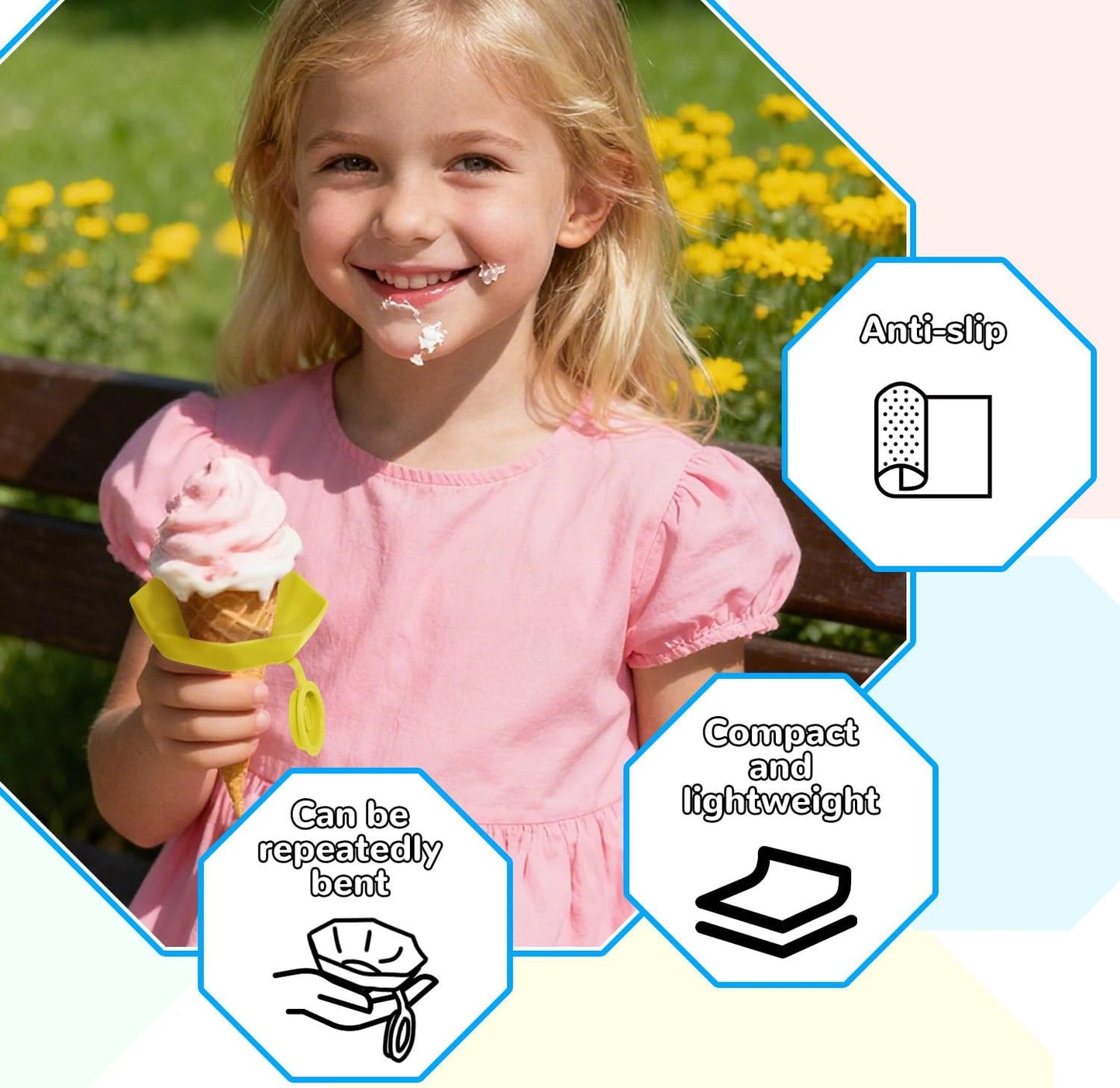 4 Pack Silicone Ice Pop and Cream Leak-Proof Holders for Kids, Portable Mess Free Cone Freeze-Proof Popsicle Tray Drip Catchers Accessories Children Summer Days Party Present