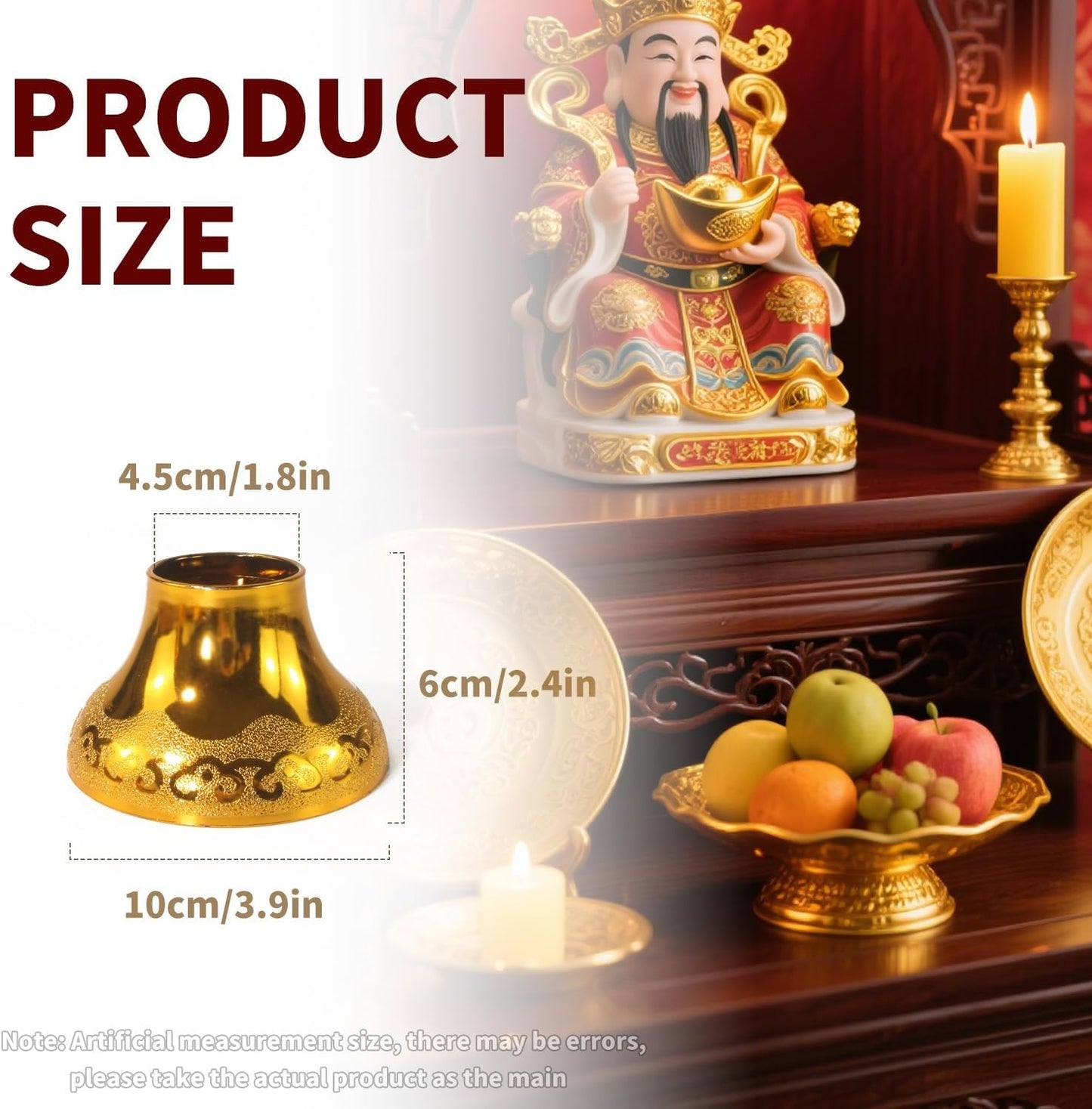 Buddhist Offering Plate Tray base with Golden Lotus Design - Serving for Fruit Offering, Home Dining,Temple Rituals( 2-Pack Base) 2PCS Base
