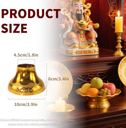 Buddhist Offering Plate Tray base with Golden Lotus Design - Serving for Fruit Offering, Home Dining,Temple Rituals( 2-Pack Base) 2PCS Base