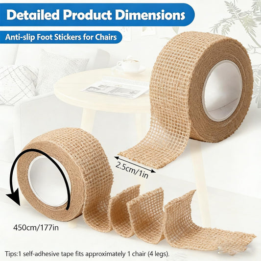 6 Rolls Floor Protector Pads for Chair Legs, Self-Adhesive Anti-Slip Furniture Tape 1" x 177", Non-Woven Wrap Hardwood Floors, Tables, Chairs, Sofas & All Legs (Skin Tone)  177",Skin Tone