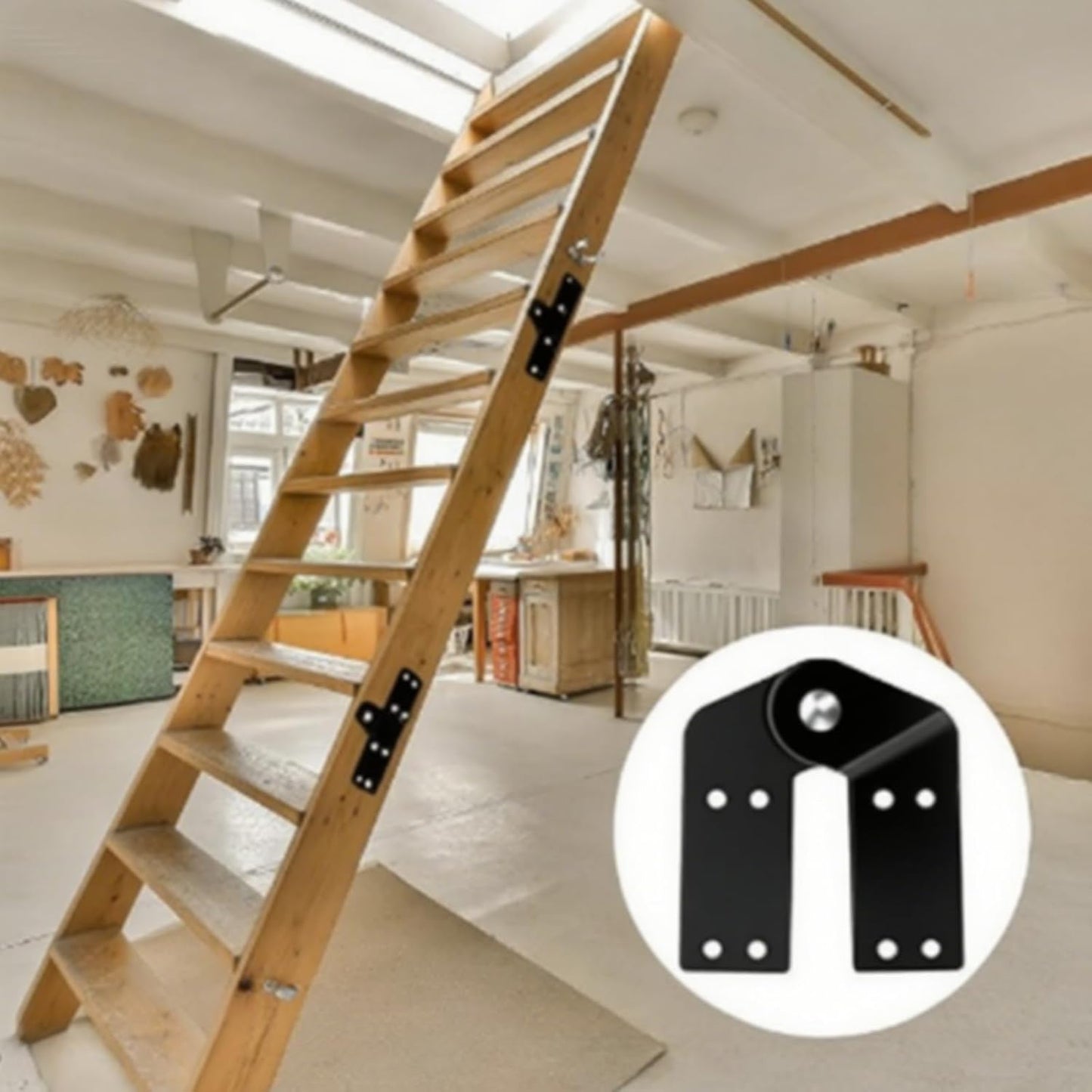 Attic Ladder Hinge Parts Kit Replacement Pull Down attic Stair Parts(2pcs)