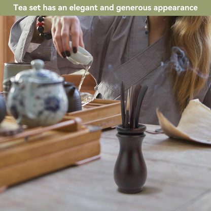 Chinese Gongfu Wooden Tea Ceremony Utensil Tools Set, 6PCS Kungfu Set Asian Teaware Kit for Traditional Brewing