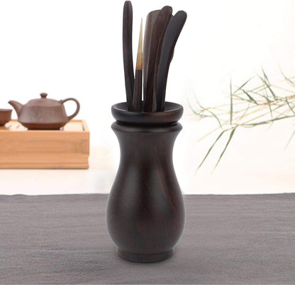 Chinese Gongfu Wooden Tea Ceremony Utensil Tools Set, 6PCS Kungfu Set Asian Teaware Kit for Traditional Brewing