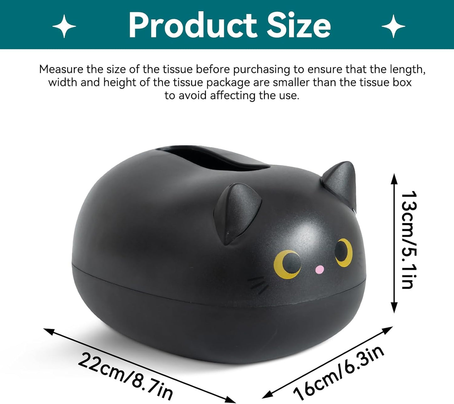 Cat Tissue Dispenser, Cartoon Toilet Paper Holder Dispenser Box with 2 Toothpick for Car Home Bathroom Kitchen Office