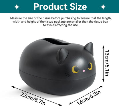 Cat Tissue Dispenser, Cartoon Toilet Paper Holder Dispenser Box with 2 Toothpick for Car Home Bathroom Kitchen Office