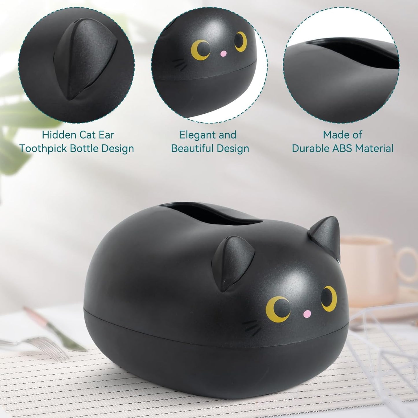 Cat Tissue Dispenser, Cartoon Toilet Paper Holder Dispenser Box with 2 Toothpick for Car Home Bathroom Kitchen Office