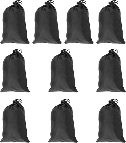 Black Drawstring Bags, 10 PCS Portable Bag Carry Ditty Pouch with Toggle Small Storage for Sports Travel