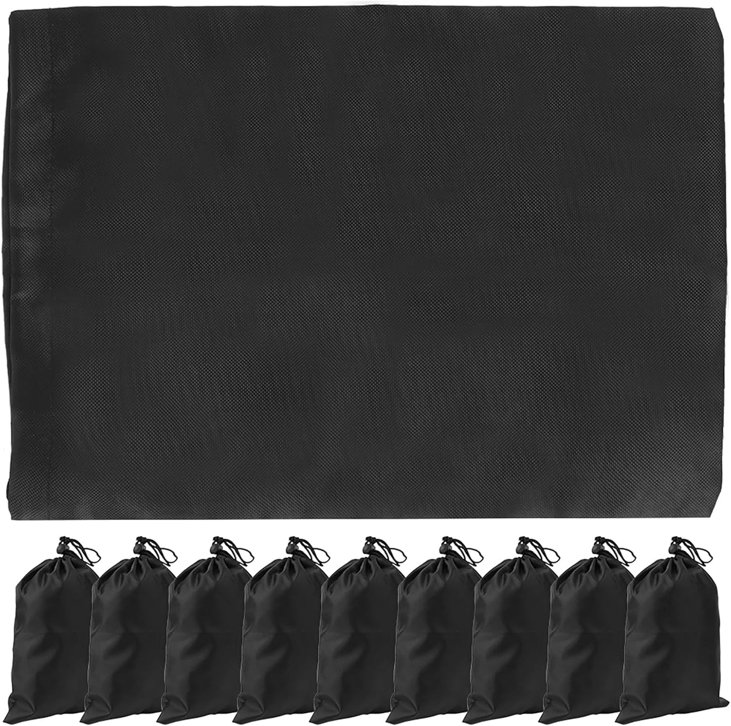 Black Drawstring Bags, 10 PCS Portable Bag Carry Ditty Pouch with Toggle Small Storage for Sports Travel