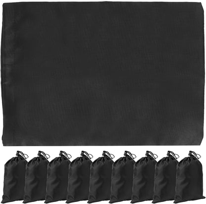 Black Drawstring Bags, 10 PCS Portable Bag Carry Ditty Pouch with Toggle Small Storage for Sports Travel