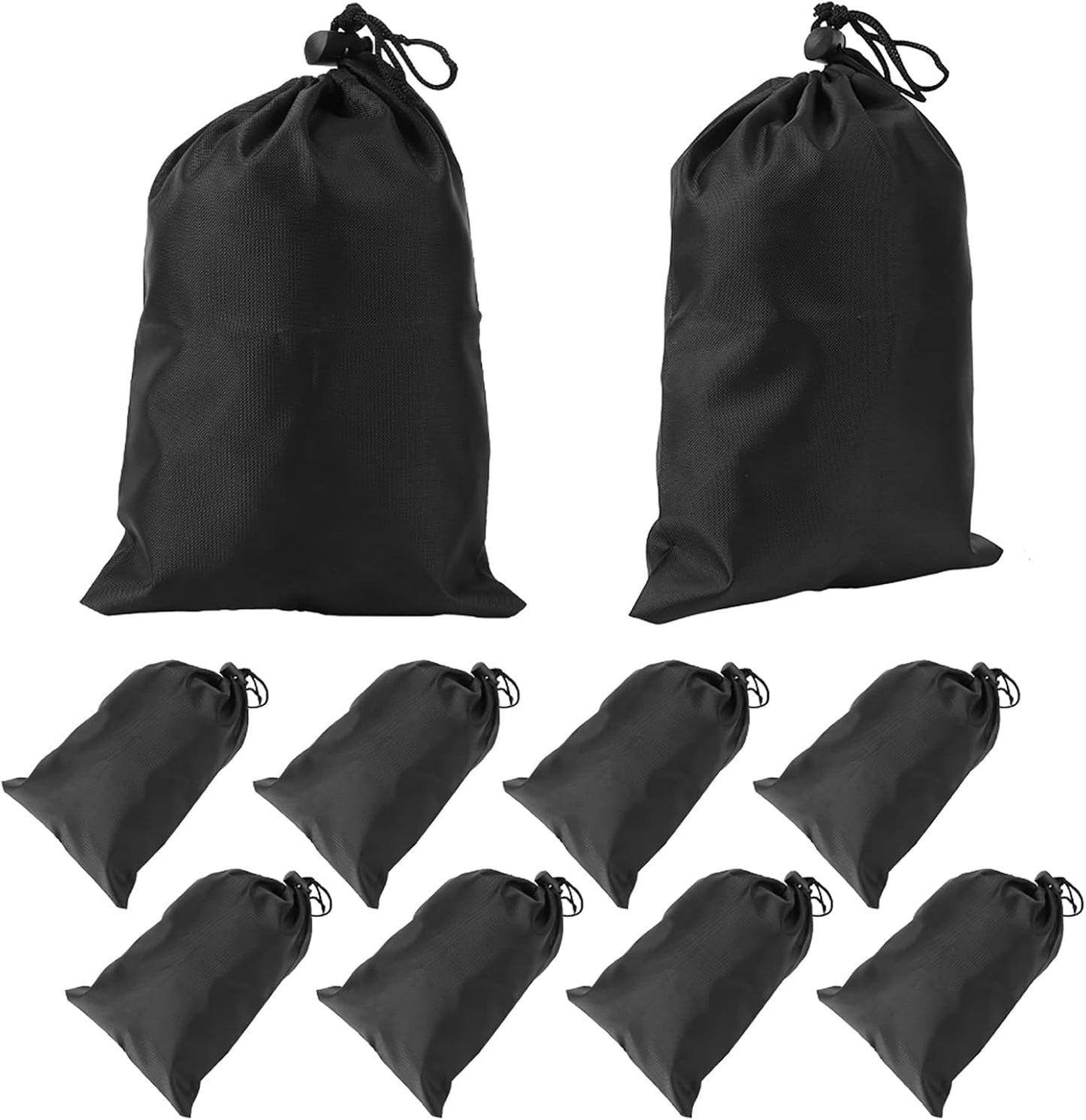 Black Drawstring Bags, 10 PCS Portable Bag Carry Ditty Pouch with Toggle Small Storage for Sports Travel
