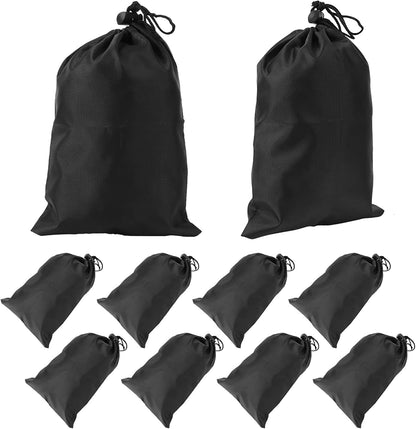 Black Drawstring Bags, 10 PCS Portable Bag Carry Ditty Pouch with Toggle Small Storage for Sports Travel