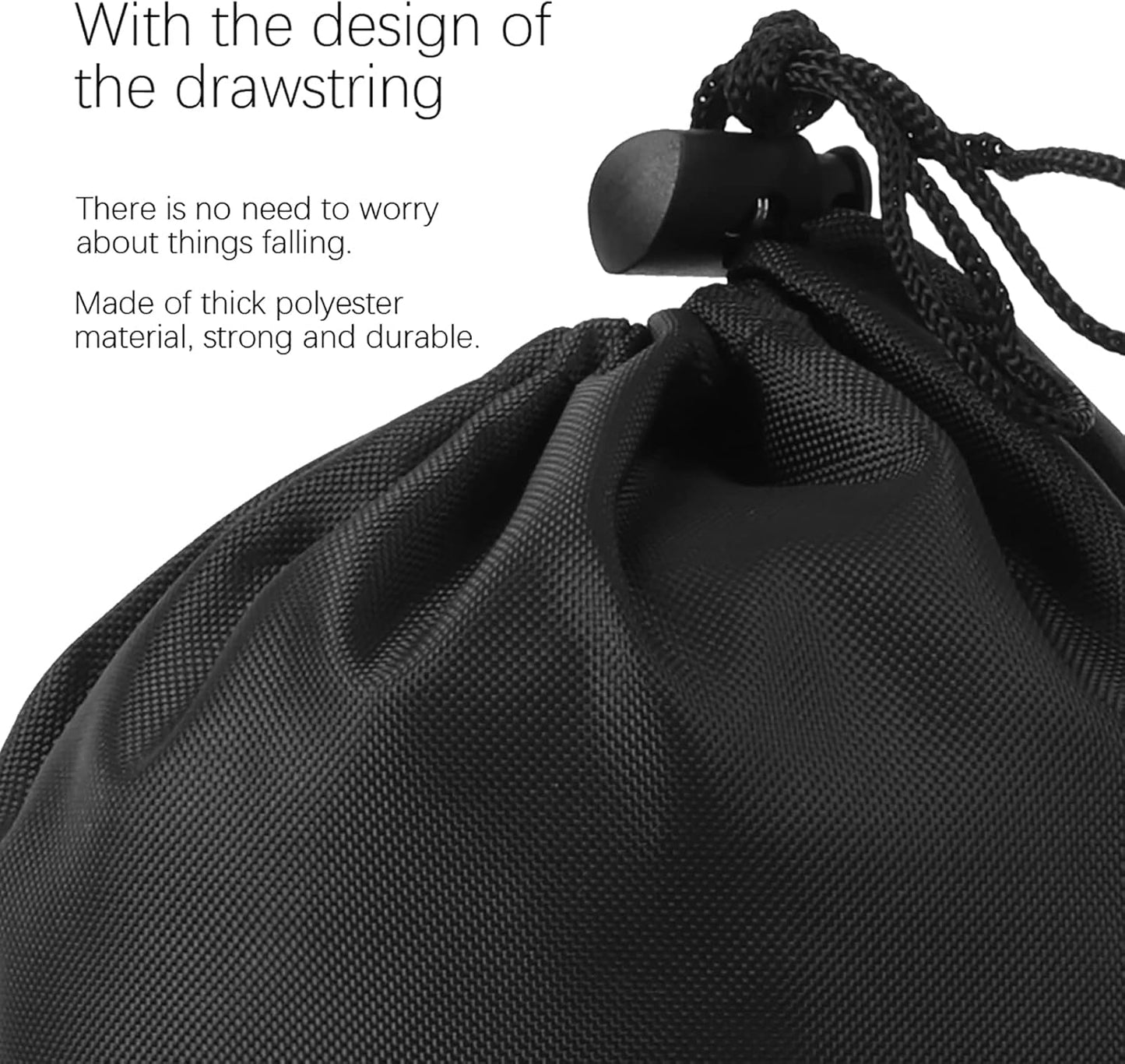 Black Drawstring Bags, 10 PCS Portable Bag Carry Ditty Pouch with Toggle Small Storage for Sports Travel
