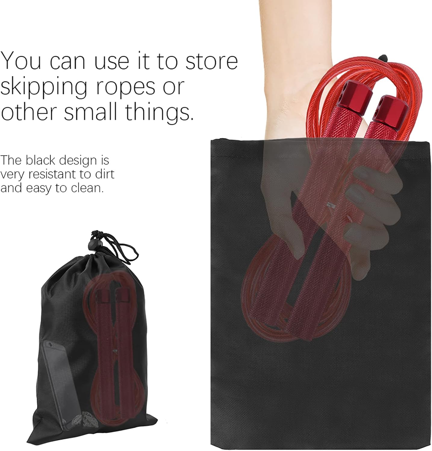 Black Drawstring Bags, 10 PCS Portable Bag Carry Ditty Pouch with Toggle Small Storage for Sports Travel