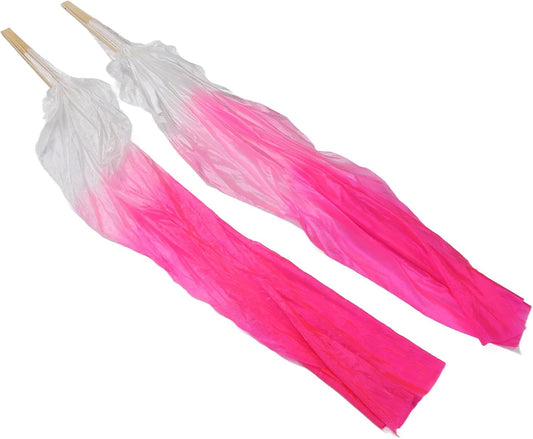 Dance Fan, 1 Pair Long Fan Belly Fans Folding Performance Classical (Pink)
