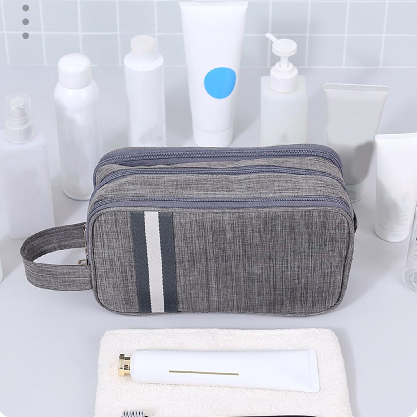 Travel Toiletry Bag, Organizer Mens Bag Dopp Kit Bathroom Shaving Portable Makeup Bags for Accessories(27*10*16cm)