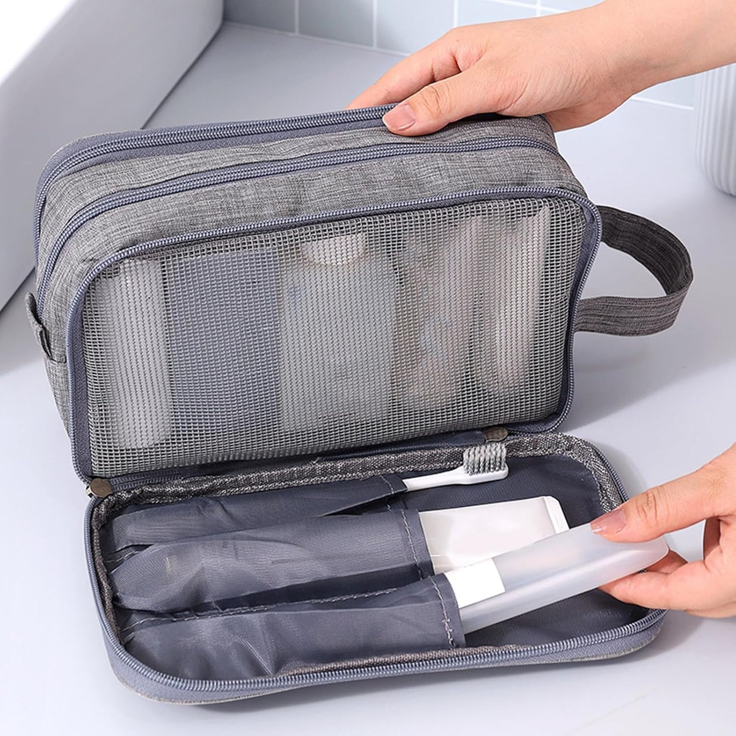 Travel Toiletry Bag, Organizer Mens Bag Dopp Kit Bathroom Shaving Portable Makeup Bags for Accessories(27*10*16cm)