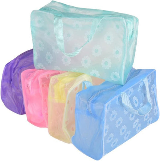 Clear Cosmetics Bag, PVC Zippered Toiletry Carry Pouch Waterproof Makeup Bag Travel Bags Organizer Case for Vacation(blue)