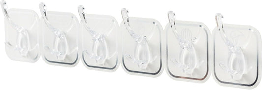 6Pcs Acrylic Wall Mounted Necklaces Organizer,6 Hooks Jewelry Stand Organizer,No Drilling Hanging Hook Strong Bearing Capacity for Kitchen Bathroom(White)