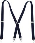 Mens Suspenders,Back Hidden Suspender,Adjustable Stretchable 2.5x110cm/1.0x43.3in Clip Suspenders Fit 4 Metal Buckles Pants for Adult(Navy blue)
