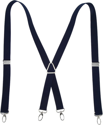 Mens Suspenders,Back Hidden Suspender,Adjustable Stretchable 2.5x110cm/1.0x43.3in Clip Suspenders Fit 4 Metal Buckles Pants for Adult(Navy blue)