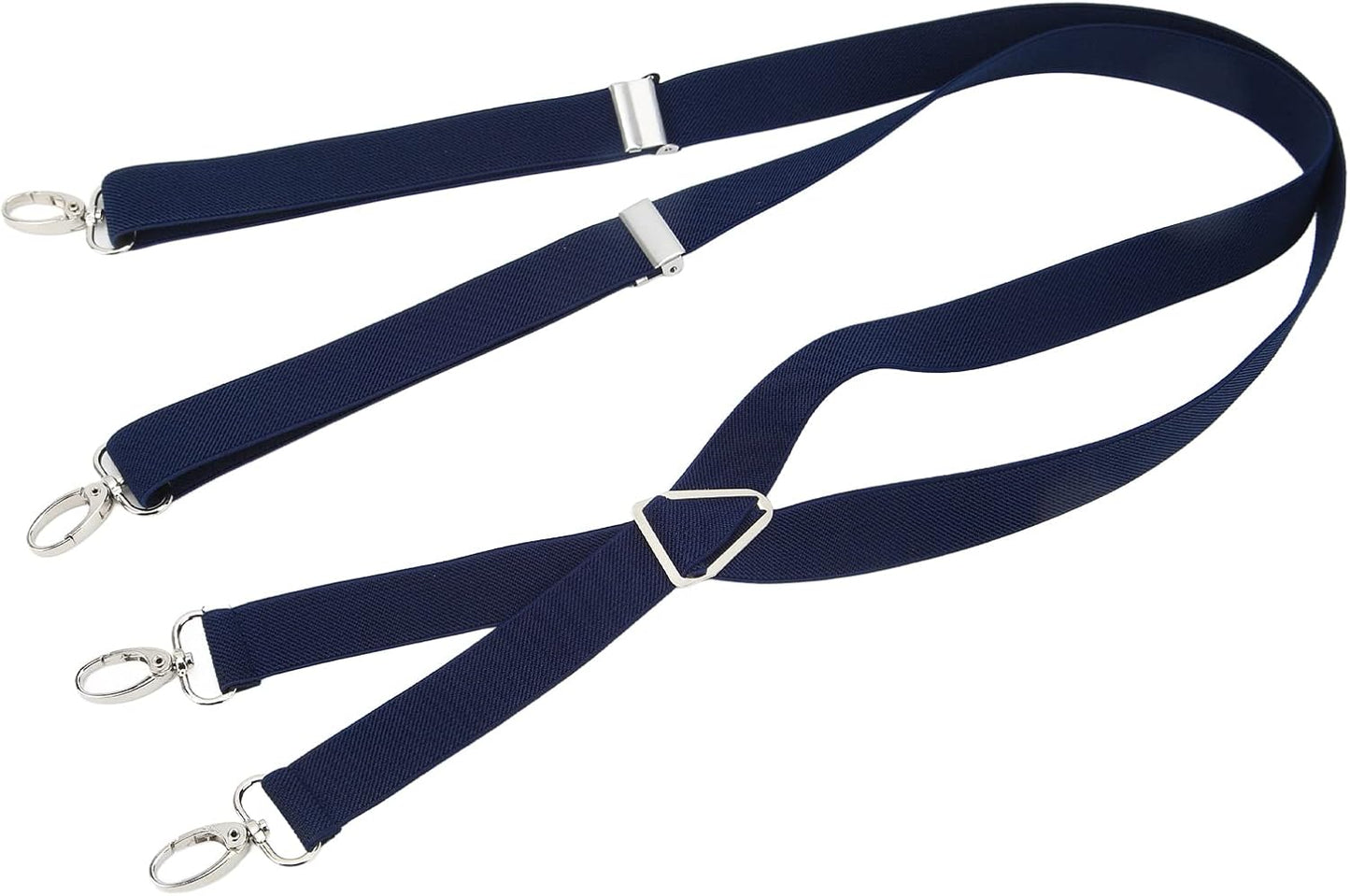 Mens Suspenders,Back Hidden Suspender,Adjustable Stretchable 2.5x110cm/1.0x43.3in Clip Suspenders Fit 4 Metal Buckles Pants for Adult(Navy blue)