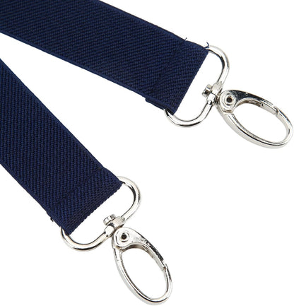 Mens Suspenders,Back Hidden Suspender,Adjustable Stretchable 2.5x110cm/1.0x43.3in Clip Suspenders Fit 4 Metal Buckles Pants for Adult(Navy blue)