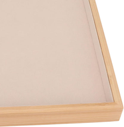 Velvet Stackable Jewelry Tray, Wood Flat Organizer Tray Drawer for Necklace Bracelet Ring Showcase Display(Beige)