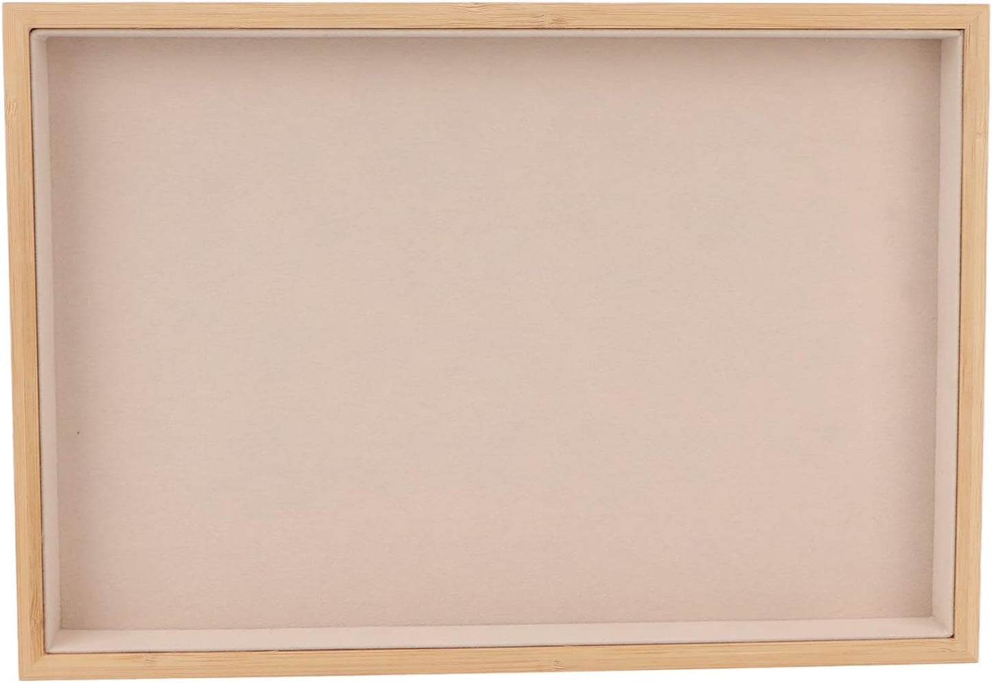 Velvet Stackable Jewelry Tray, Wood Flat Organizer Tray Drawer for Necklace Bracelet Ring Showcase Display(Beige)