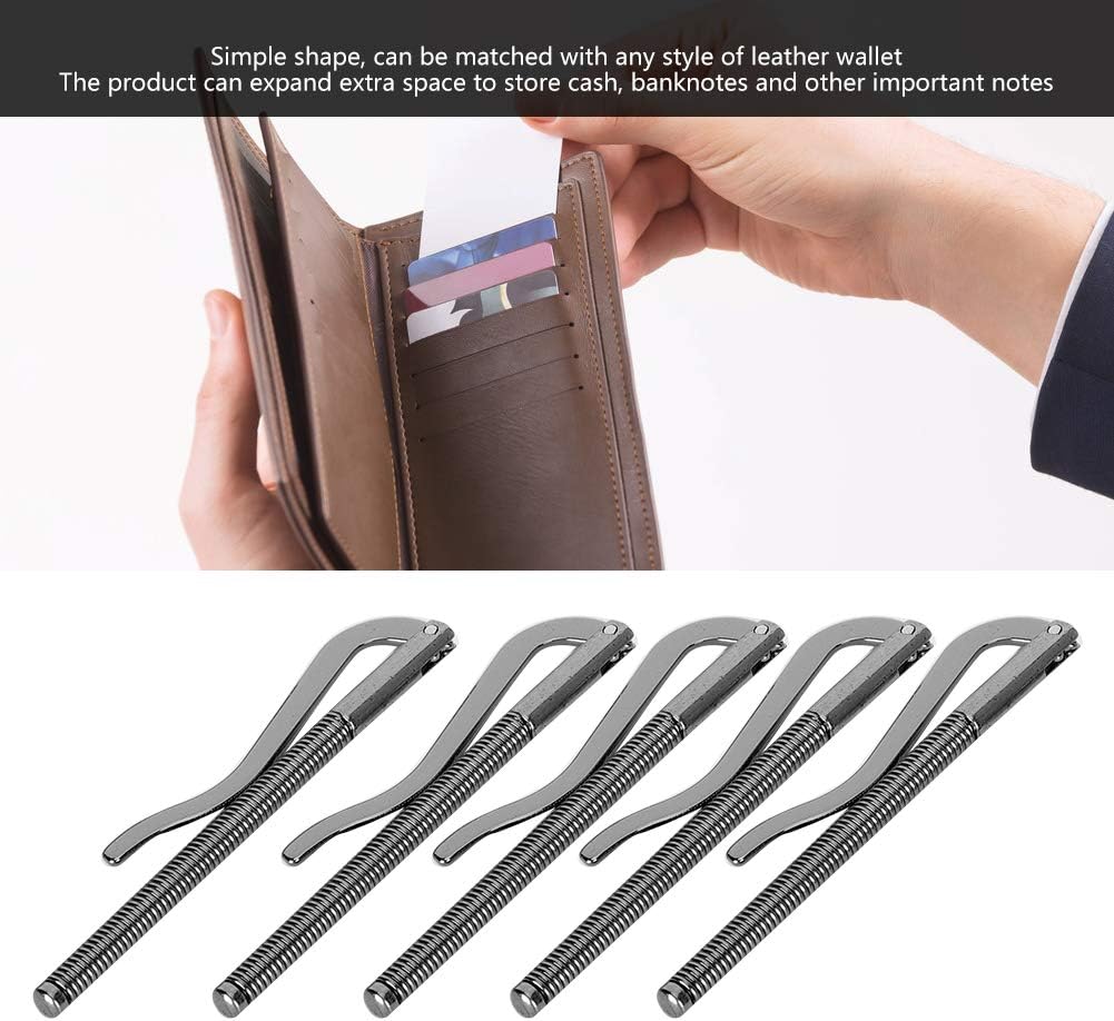 5pcs 3.3in Spring Metal Money Clip, Wallet Clamp Organizers for Bifold Purse(Black)