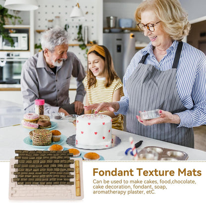 Fondant Impression Mat, Silicone Brick Wall Pattern Lace Mat Imprint Mold Sugarcraft Wedding Cake Decorating Tools Chocolate Sugar Baking