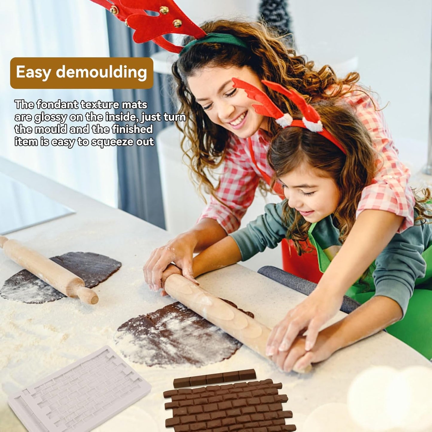 Fondant Impression Mat, Silicone Brick Wall Pattern Lace Mat Imprint Mold Sugarcraft Wedding Cake Decorating Tools Chocolate Sugar Baking