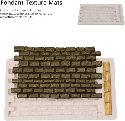 Fondant Impression Mat, Silicone Brick Wall Pattern Lace Mat Imprint Mold Sugarcraft Wedding Cake Decorating Tools Chocolate Sugar Baking