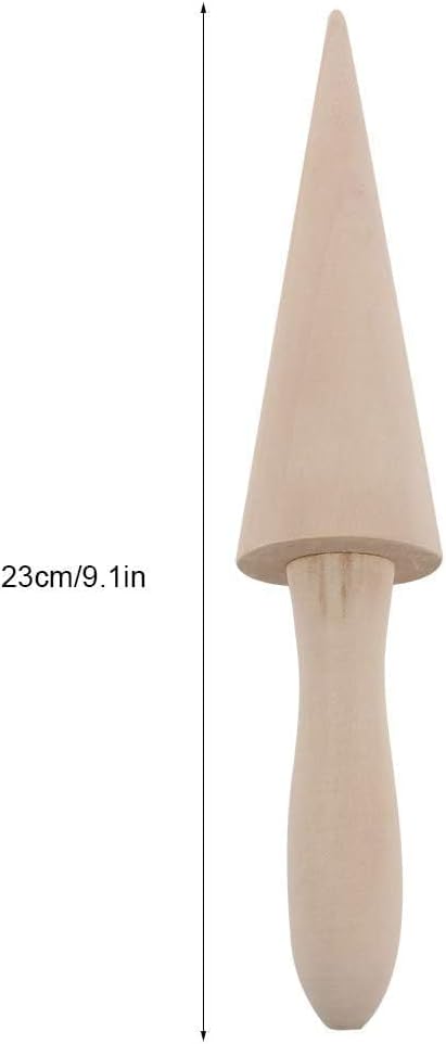 Ice Cream Cone Mold, Reusable Wooden Horn Mold 9.1in Waffle Roller Pizzelle for Kitchen Cooking and Baking