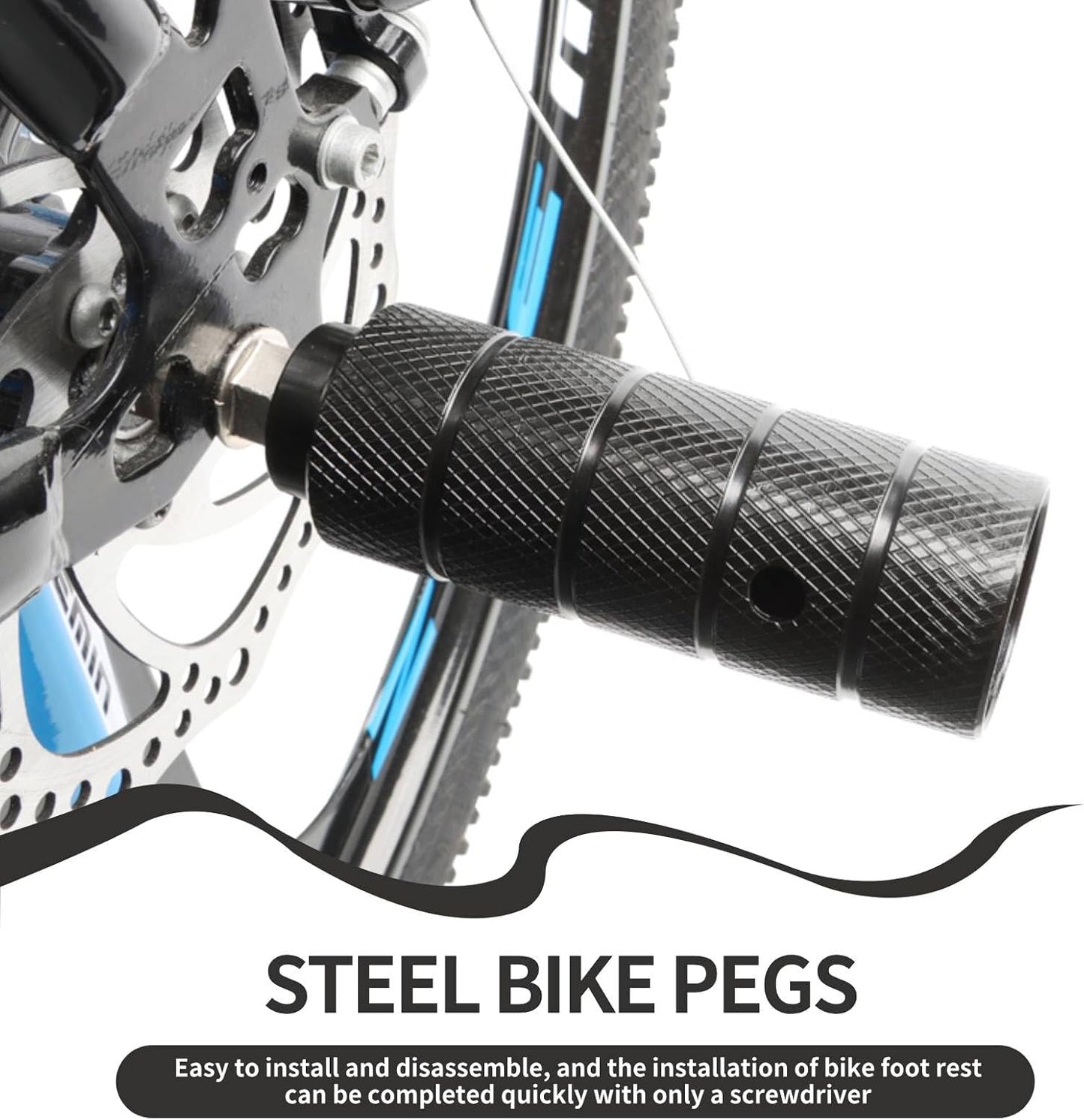 2PCS Steel Bike Pegs, Anti Skid Lead Foot Bicycle Peg Mini Cycling Rear Stunt 1.97 x 4.33in for Mountain