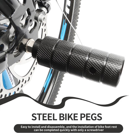 2PCS Steel Bike Pegs, Anti Skid Lead Foot Bicycle Peg Mini Cycling Rear Stunt 1.97 x 4.33in for Mountain