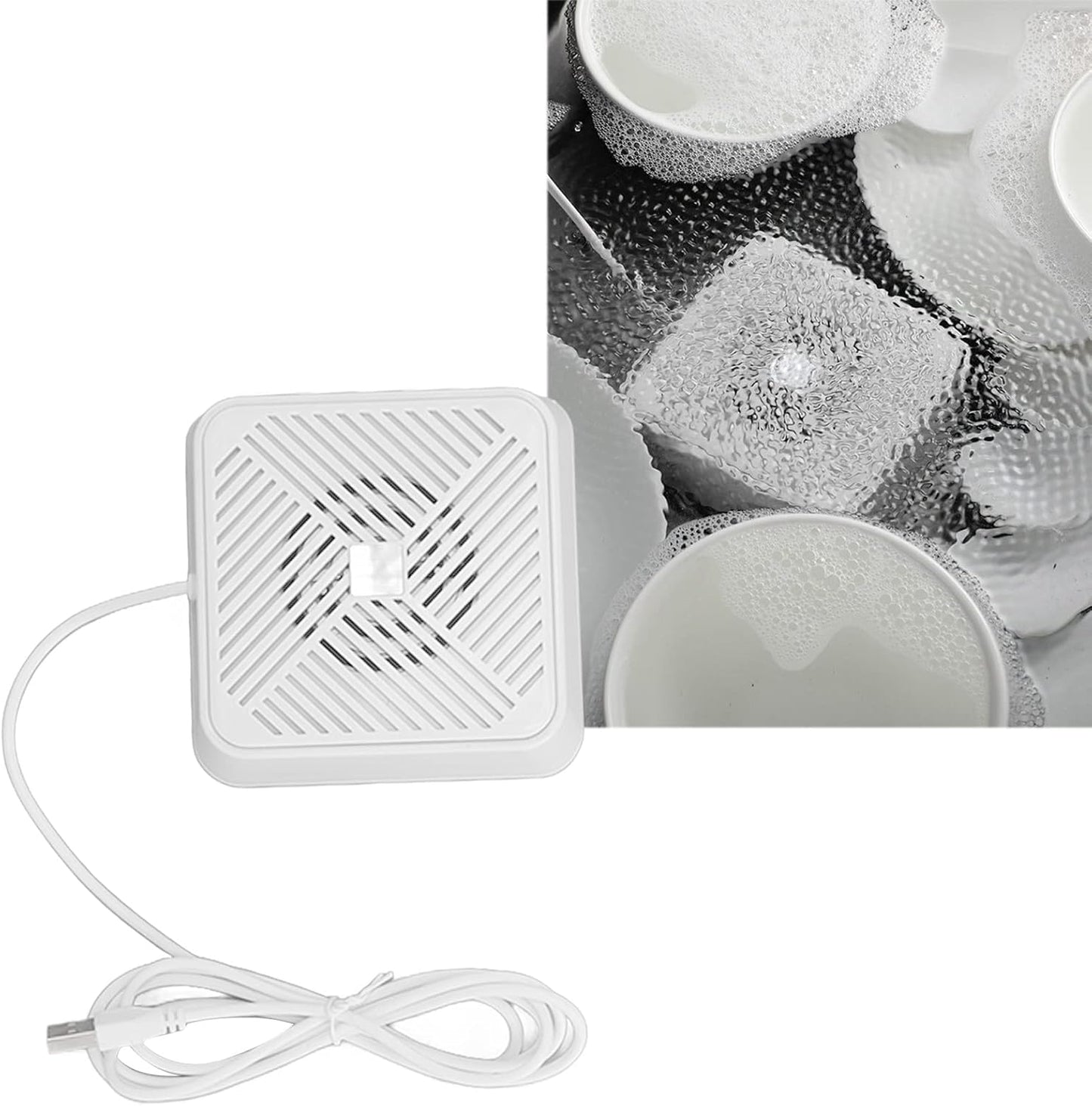 Sink Washing Machine, Portable Ultrasonic Machine Mini Electrolysis USB Dishwasher for Household Kitchen Supply ﻿ (White) White