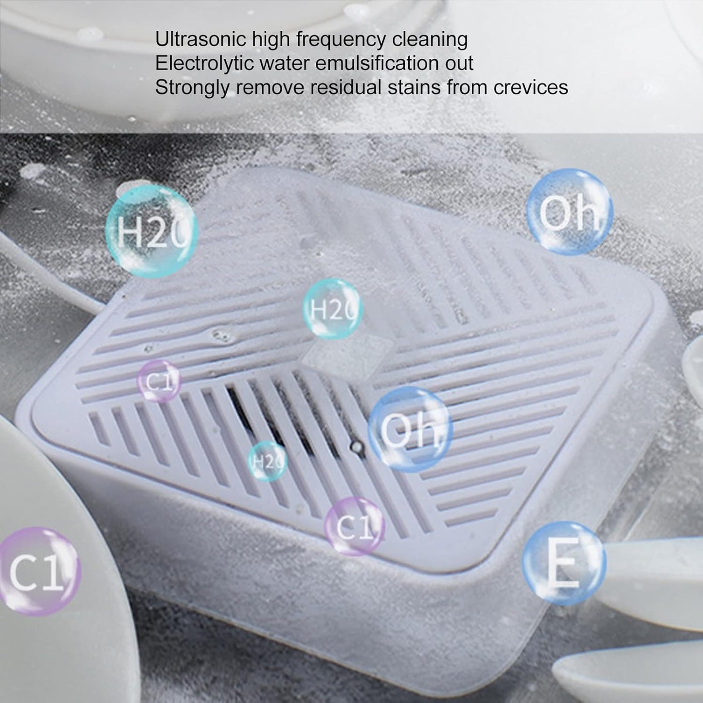 Sink Washing Machine, Portable Ultrasonic Machine Mini Electrolysis USB Dishwasher for Household Kitchen Supply ﻿ (White) White